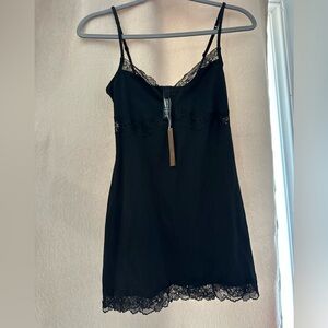SKIMS Black Lace Detail Chemise